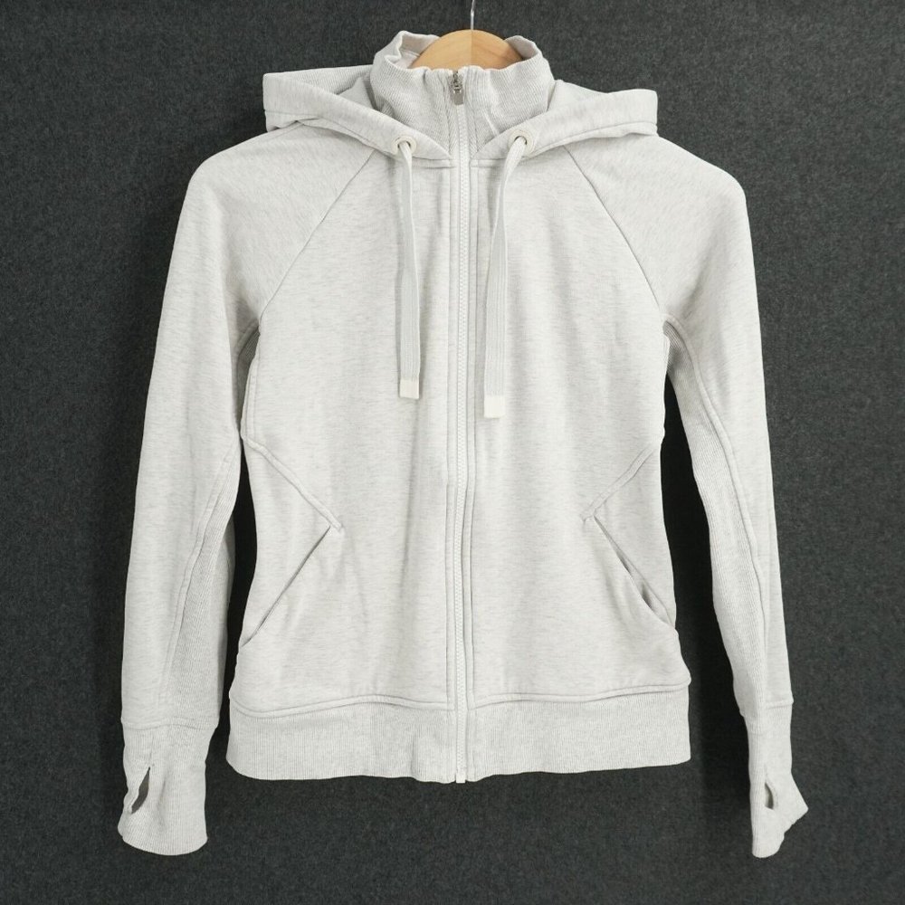 Athleta Womens Triumph Full Zip Hoodie Size XS Light Grey Heathered 486251-06